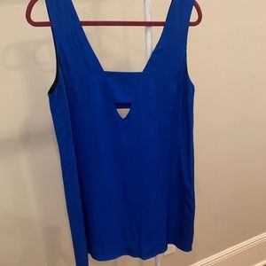 100% silk royal blue mini dress with cutout detail